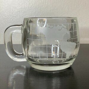 Vintage Nestle World Globe Etched Glass Mug -1970s Promotional Product